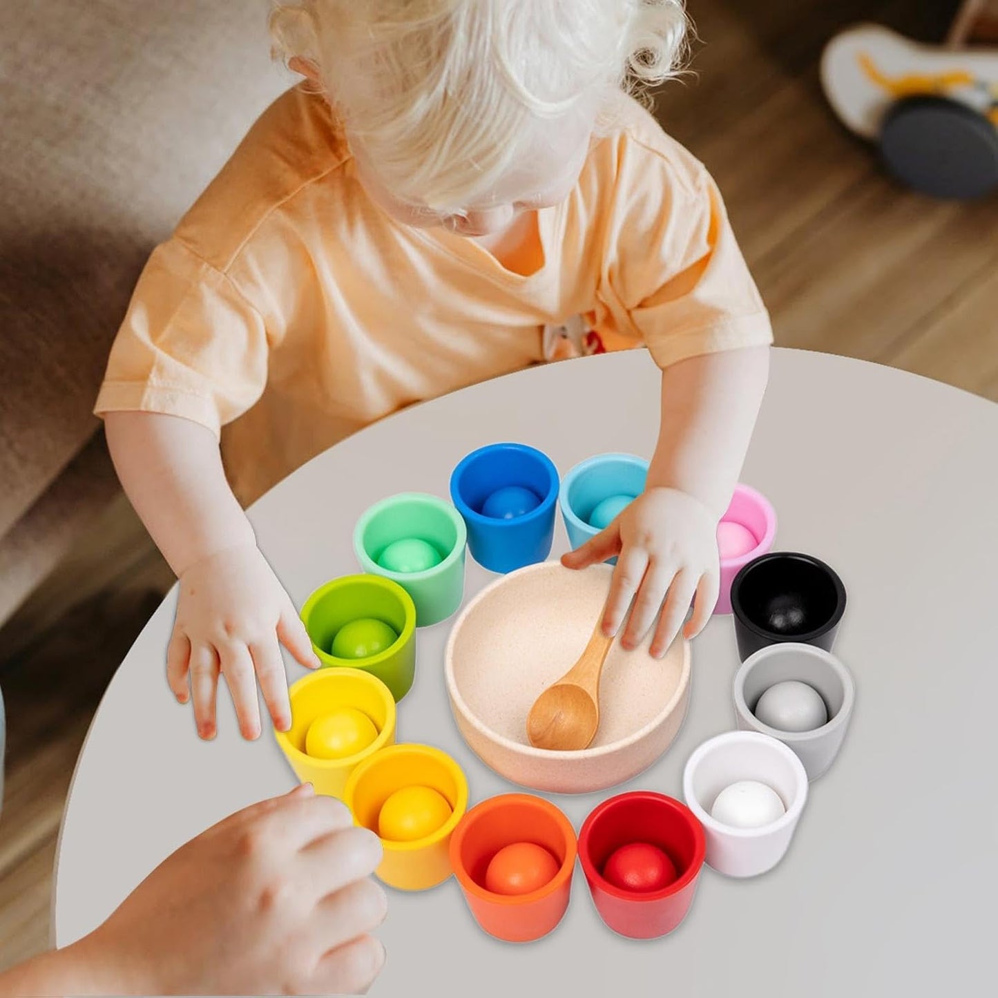 Rainbow Color Matching Game – Montessori Wooden Toy for Kids | Fine Motor & Logic Skills | Great Gift Idea