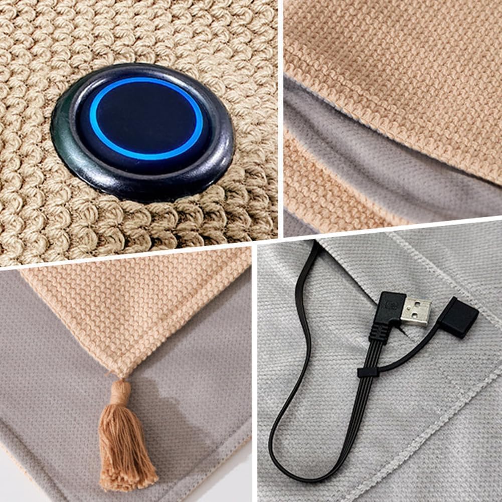 Portable Heated Shawl Blanket – Soft Zippered USB Electric Throw with 3 Heat Settings