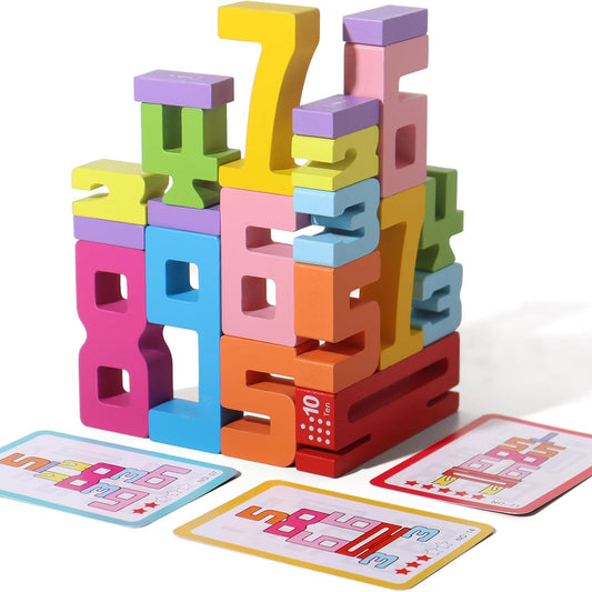 Number Learning Blocks – Fun Stacking Toy with Activity Cards
