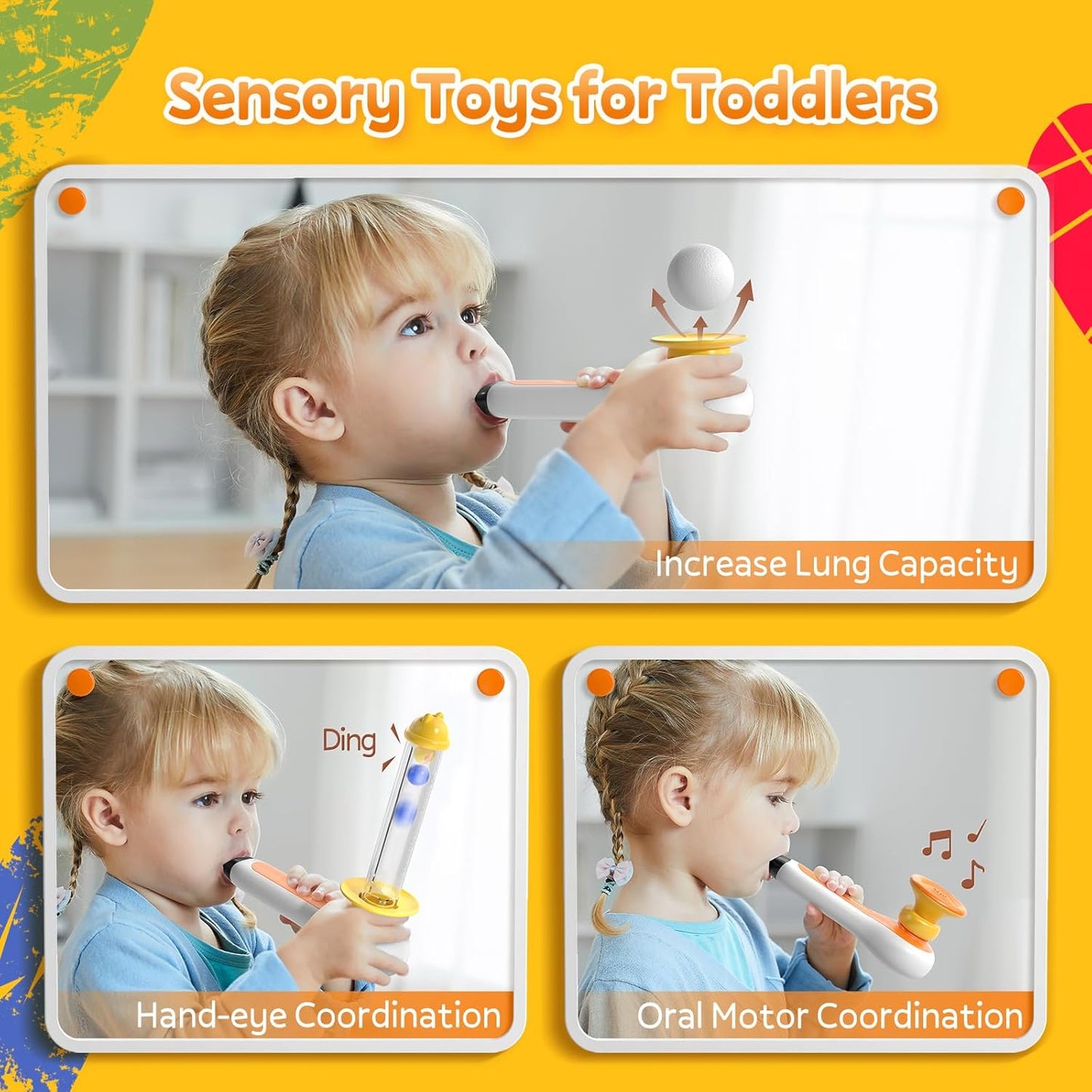 3-in-1 Sensory Toy Set with Whistle & Floating Ball – Fine Motor Skill Toy for Toddlers