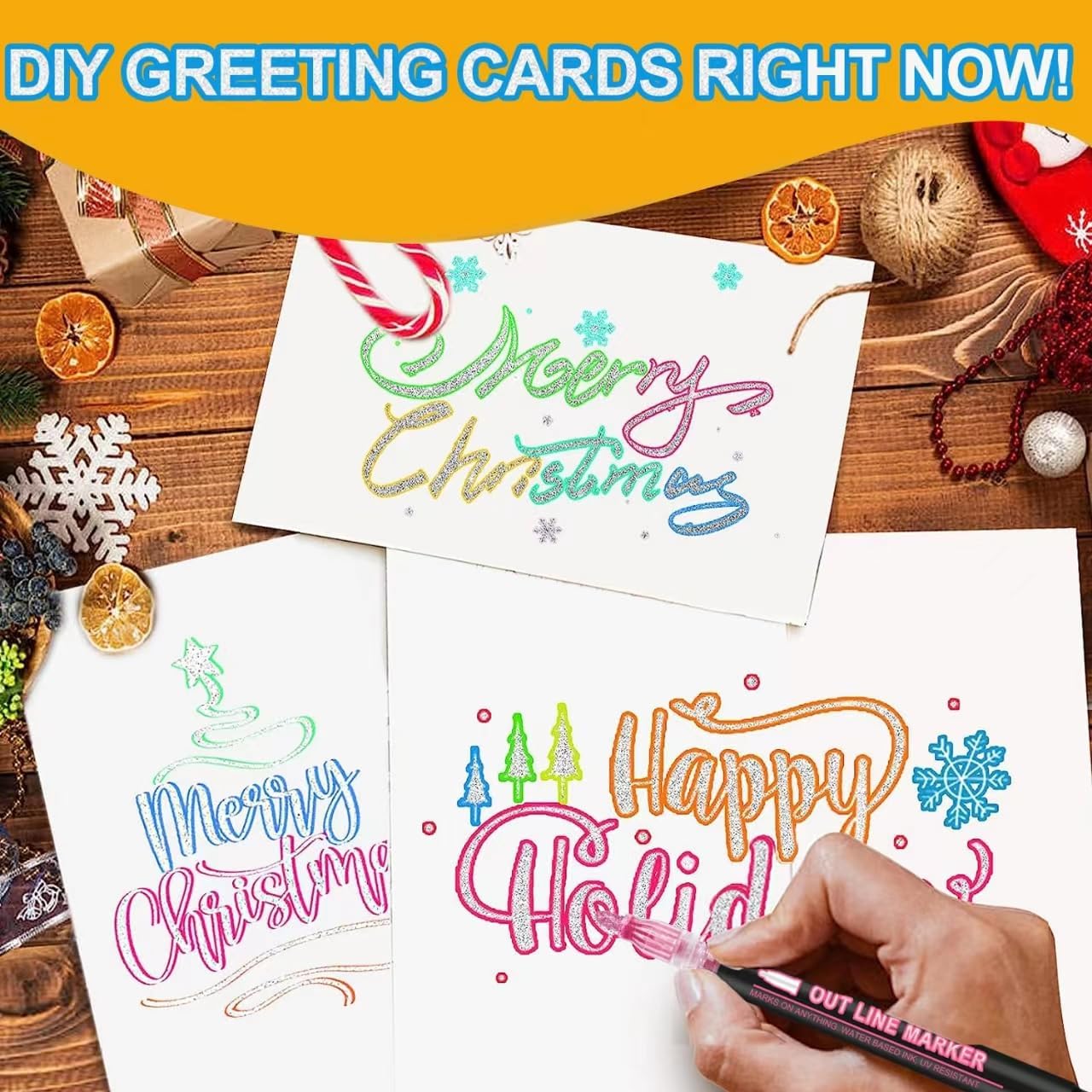 Double Line Shimmer Metallic Outline Markers – 36 Colors | For Doodle Art