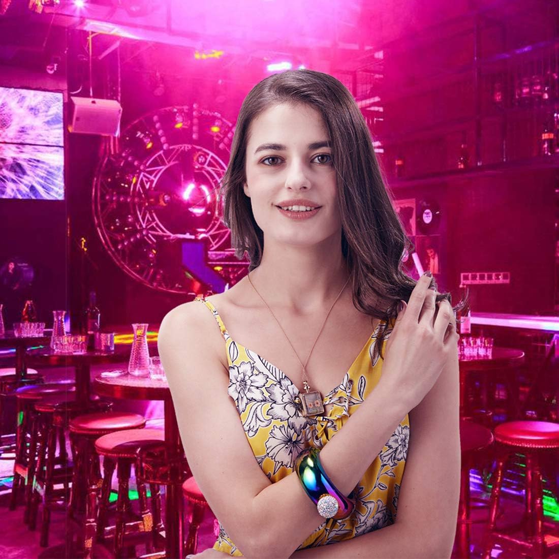 Bracelet Flask – Creative 304 Stainless Steel Hidden Alcohol Bottle with Crystal Cap, 3.5 oz