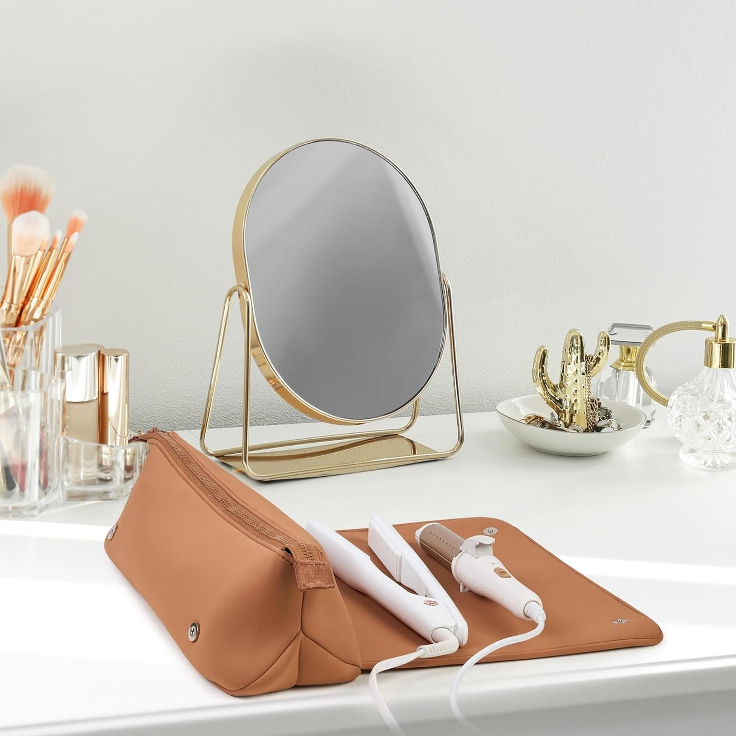 2-in-1 Hair Tool Travel Bag with Heat-Resistant Mat – Portable Storage for Straighteners, Flat Irons