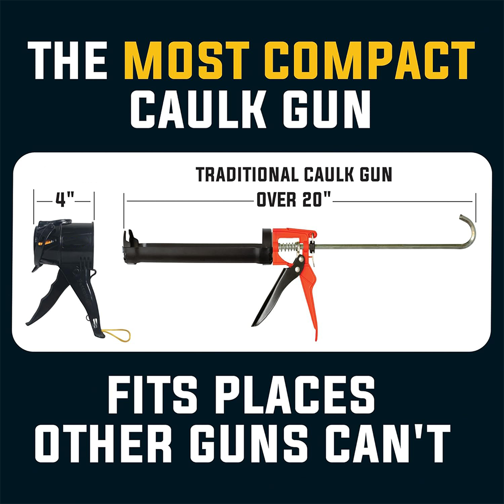 Compact 10 Oz Caulk Gun – 12:1 Push Ratio Silicone Applicator