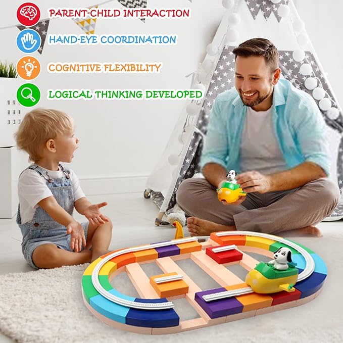 Slot Car Race Track Set – 36-Piece Colorful Building Blocks with Electric Car | Fun Racing Track for Boys and Kids