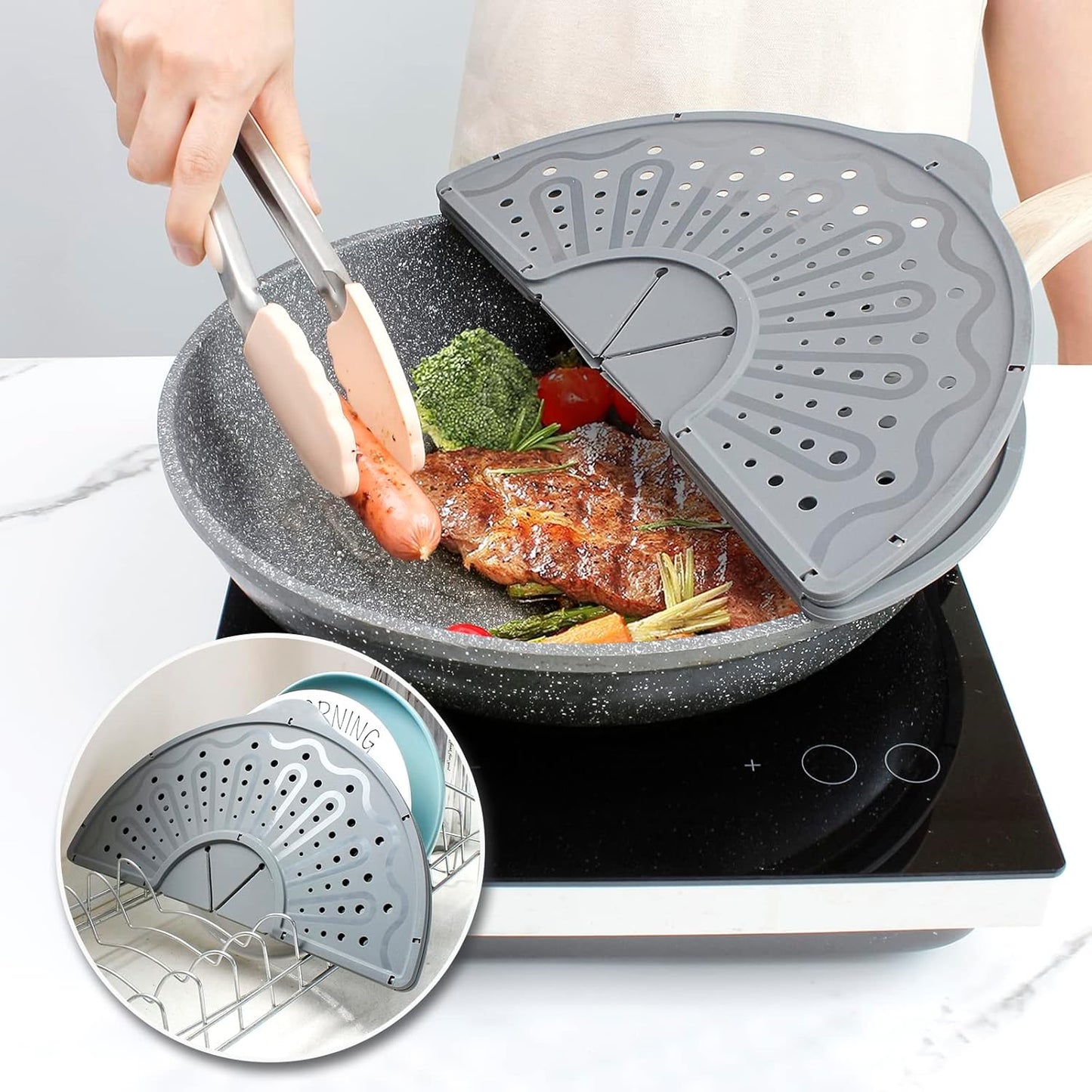 Silicone Splatter Guard – Foldable Grease Shield for 10–12 Inch Pans