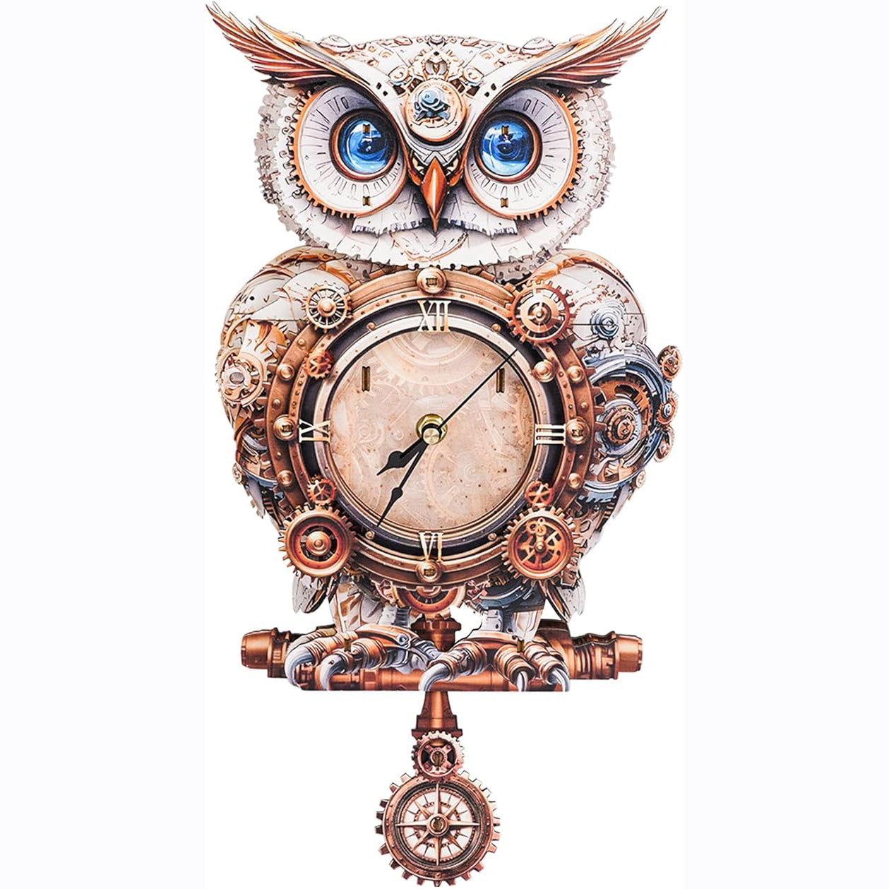 3D Wooden Puzzle Mechanical Owl Clock – Creative DIY Model Kit, Clock Puzzle