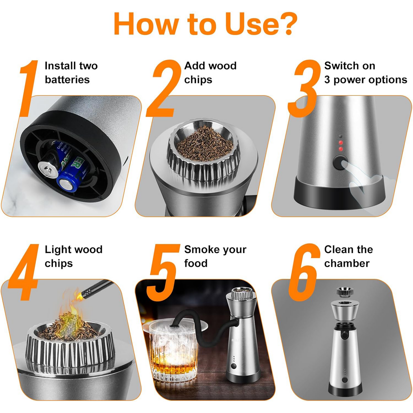 Cocktail Smoker Kit – Portable Smoking Gun with 4 Flavors Wood Chips & Cup Lid