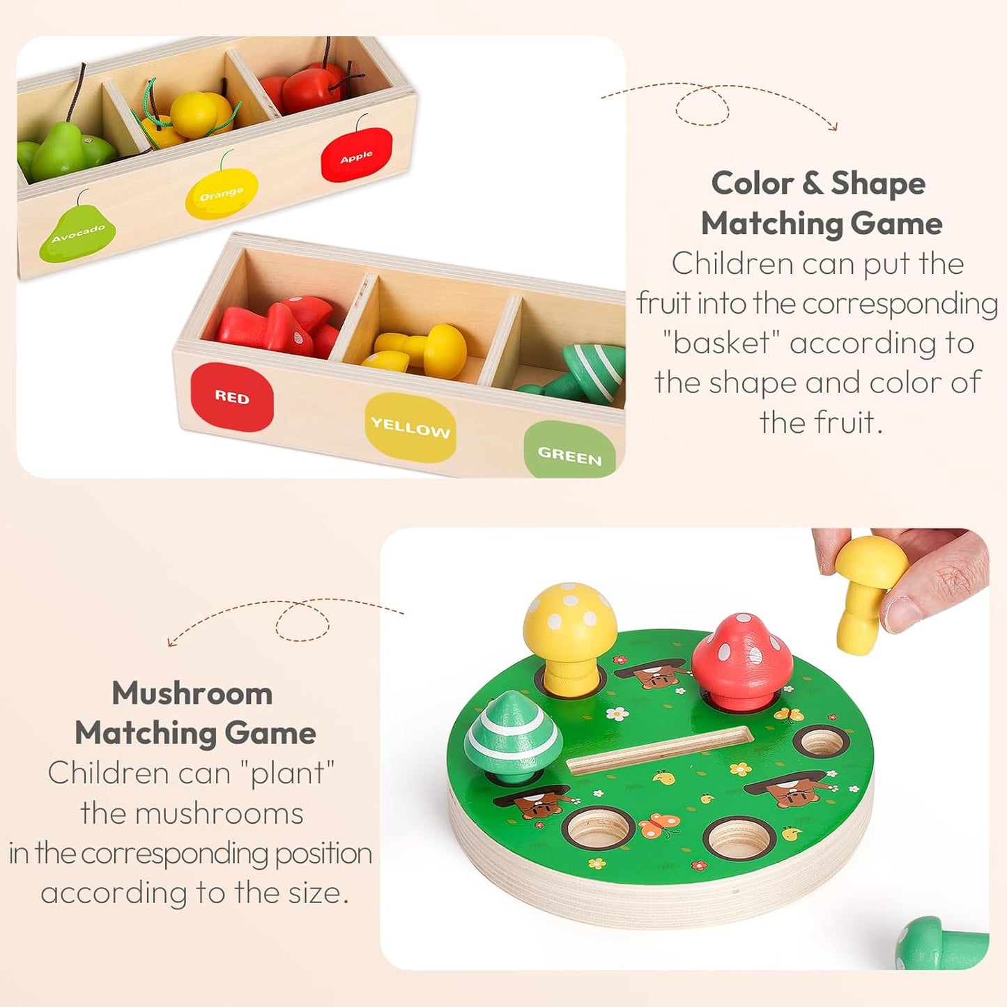Montessori Fine Motor Toy – Wooden Magnetic Apple Picking Tree for Kids