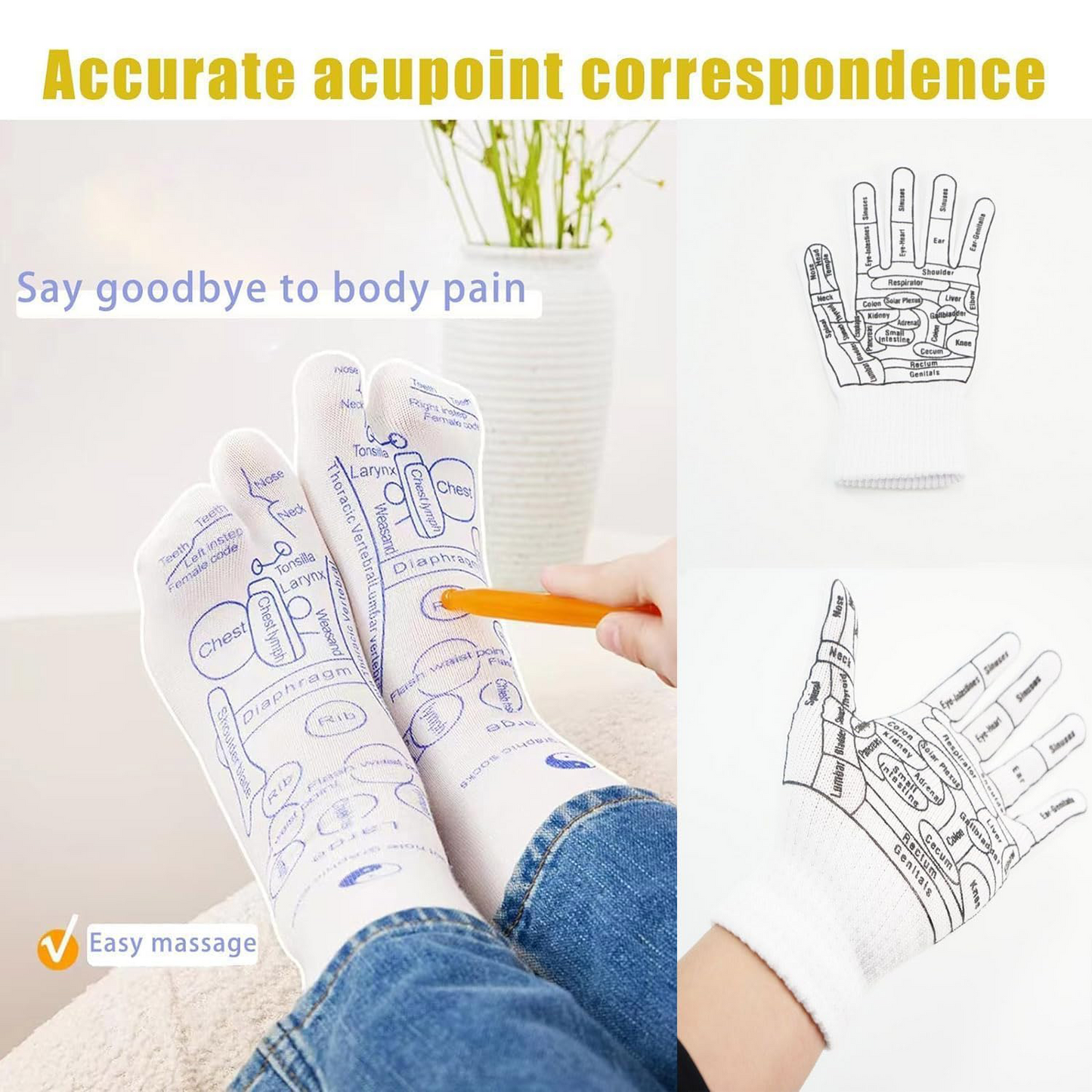 Reflexology Socks with Tools & Gloves – Complete Foot Massage Kit