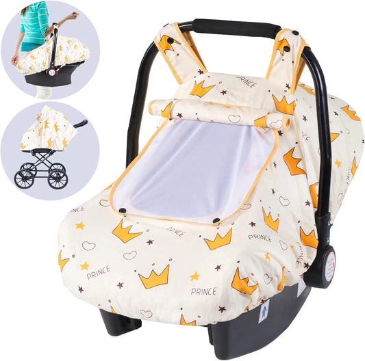 Universal Baby Car Seat Cover – All-Season Comfort & Breathability (Crown Design)