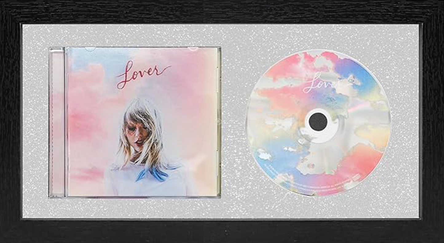 CD Display Frame – 14.4"×7.9" Black Music Disc Frame with Glass