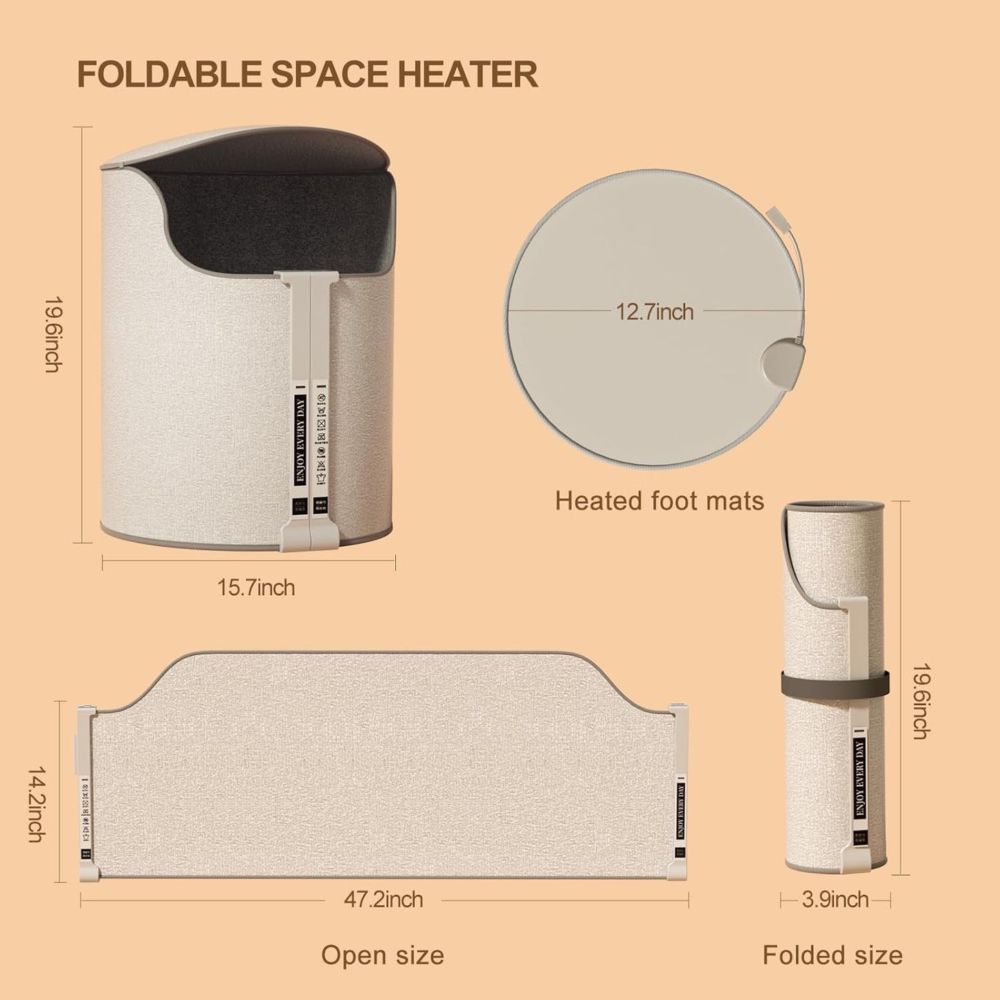 Foldable Under Desk Foot Warmer – Adjustable Temperature, Silent & Energy-Saving Indoor Heater
