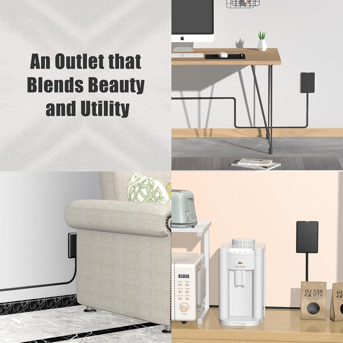 Dual 6FT Ultra-Thin Outlet Cover Extension Cord – Universal Socket Cover