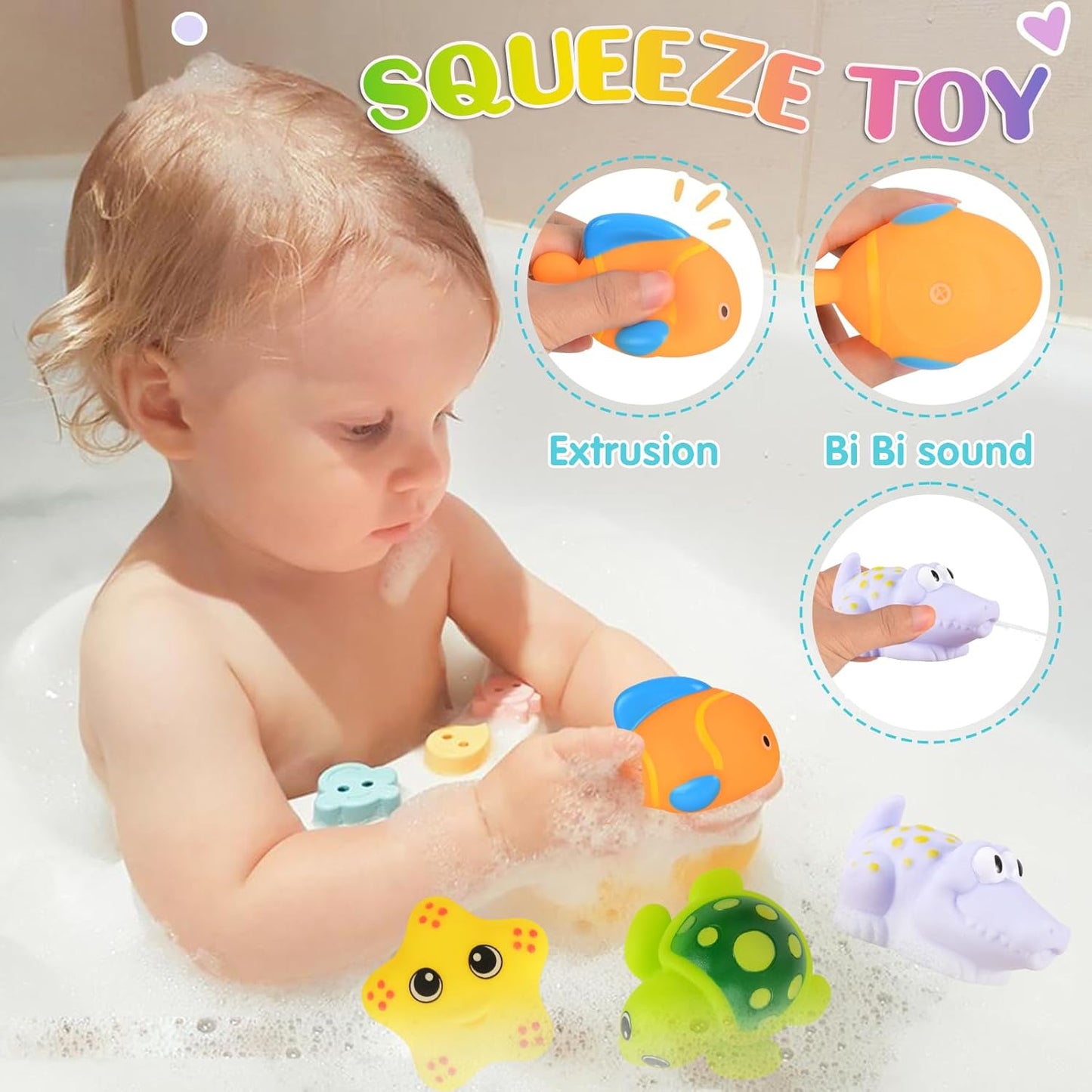 Bathtub Toy Set – DIY Water Play & Squeeze Toys for Kids Ages 3-7