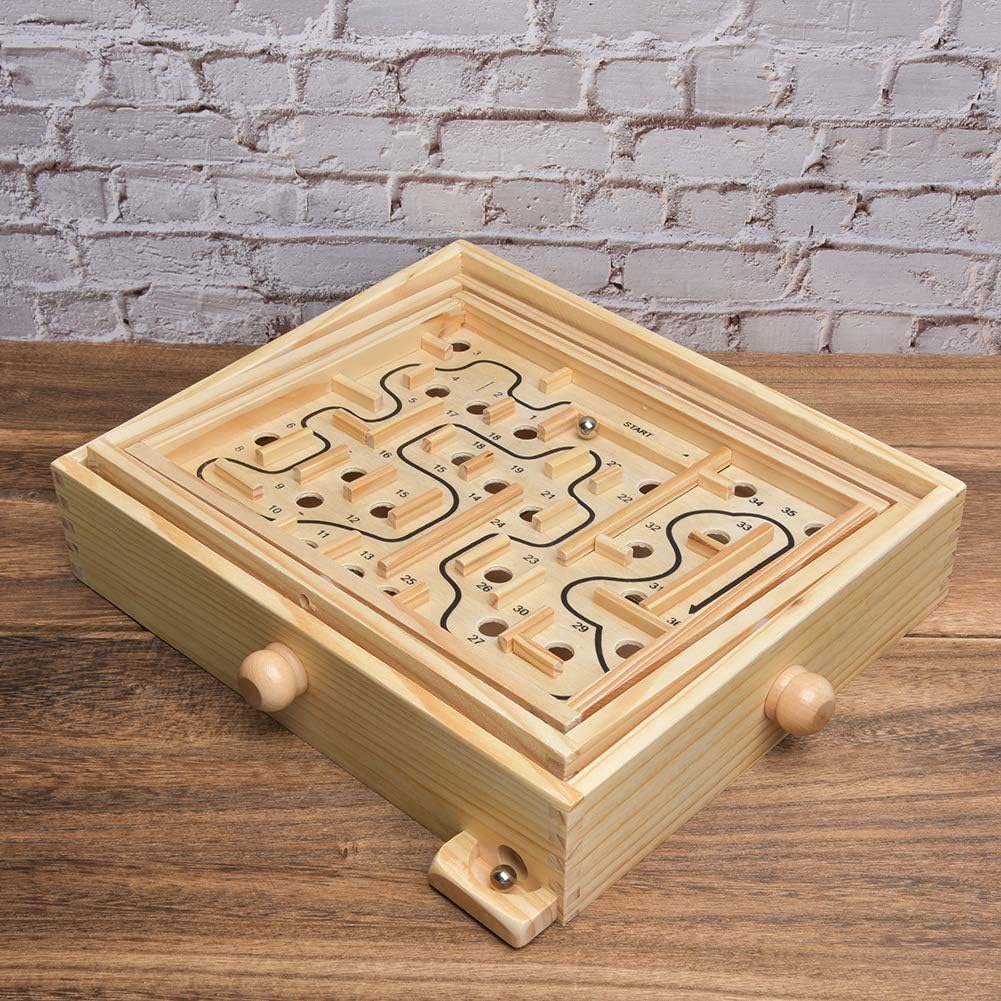 Wooden Table Maze Game / Balance Board Labyrinth – Fun Puzzle Toy for Kids & Adults