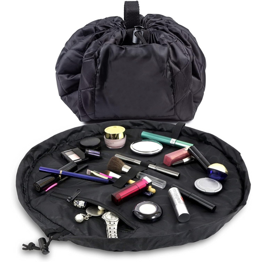 Drawstring Makeup Bag – Portable Travel Organizer with Pockets and Handles