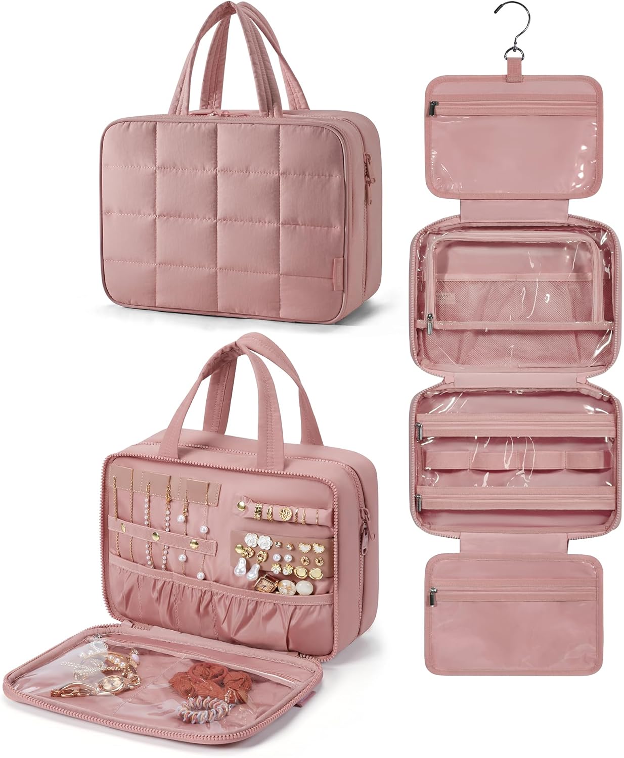 Travel Toiletry Bag with Jewelry Organizer – Puffy, Spacious & Stylish