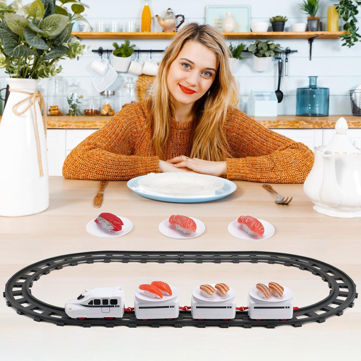 Sushi Train Set – Rotating Food Train for Dining & Fun