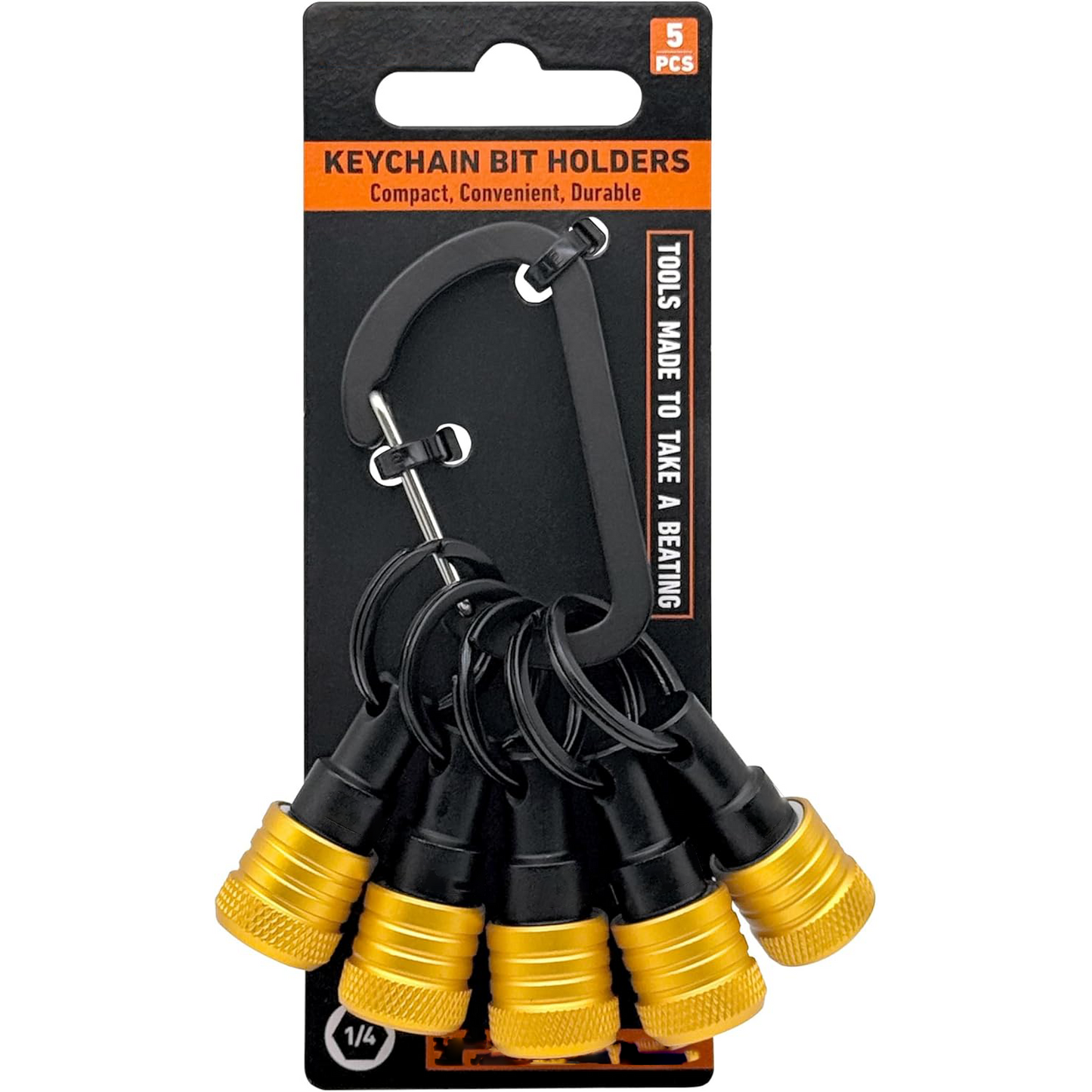 1/4" Hex Shank Quick Release Bit Holder with Keychain Carabiner