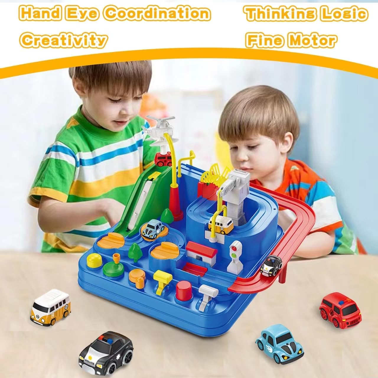 Adventure Car Track Toy Set – Preschool Rescue & Racing Play for Kids