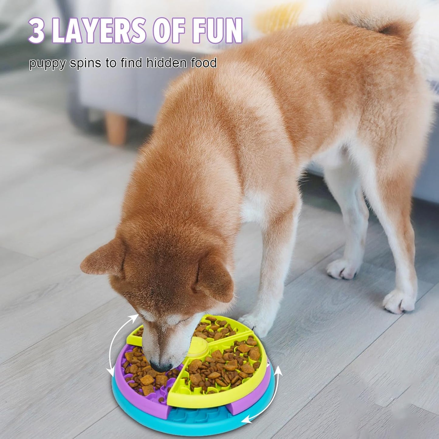 Slow Feeder Dog Bowl – 3-Tier Puzzle Design | Anti-Slip Interactive Feeding Toy for Small/Medium/Large Dogs