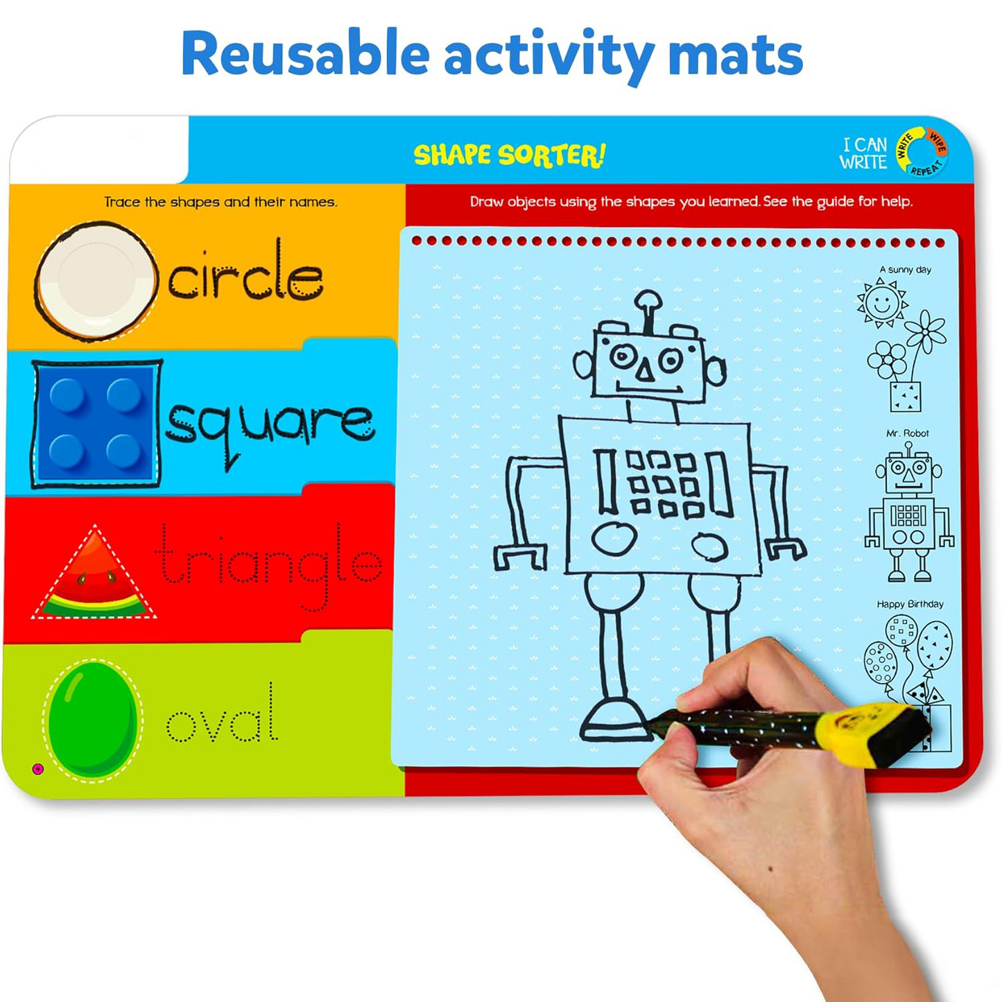 Write & Wipe Activity Mat Set – 6 Double-Sided Reusable Mats