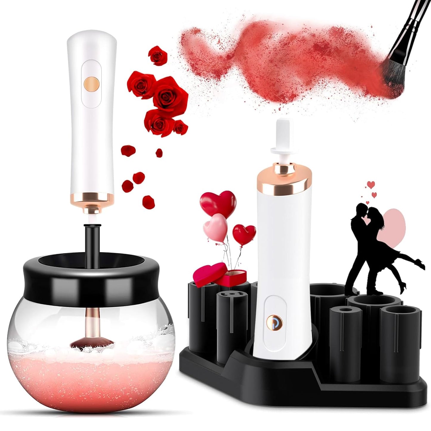 Upgraded Electric Makeup Brush Cleaner & Dryer – Automatic Rotating Cleaner for All Brushes