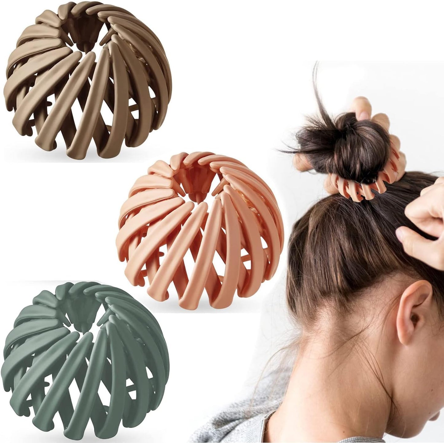 3-Piece Retro Bird’s Nest Hair Clip Set – Stylish and Flexible Hairpins for Elegant Hairstyles