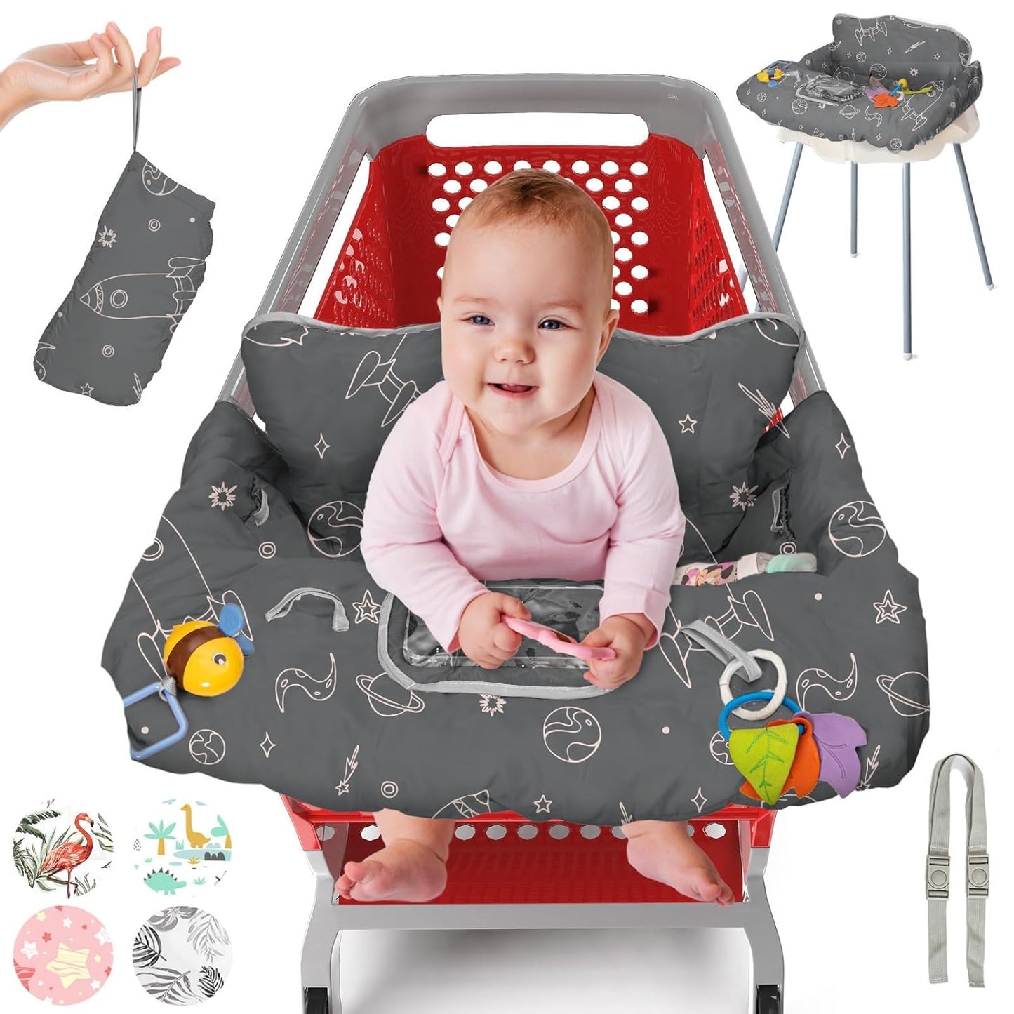 Baby Shopping Cart Cover & High Chair Cover – 100% Cotton, Multi-Functional Seat Protector | Comfortable, Hygienic, and Convenient