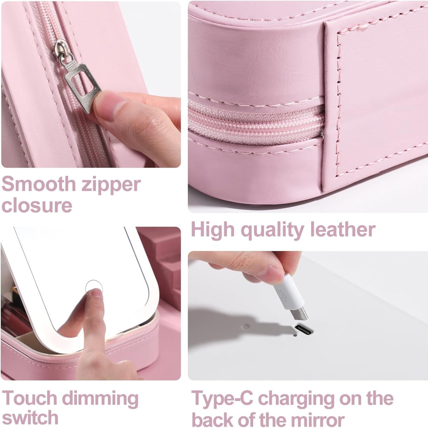 Travel Makeup Mirror Case – Portable LED Lighted Vanity Box with Storage for Brushes & Tools