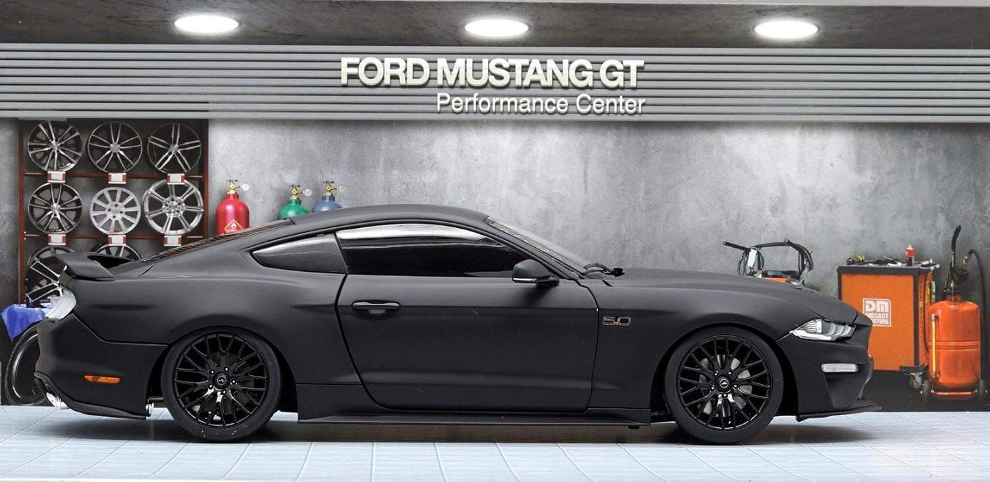 1/18 Scale 2019 Mustang GT 5.0 Diecast Model Car Matte Black Collectible with Removable Parts