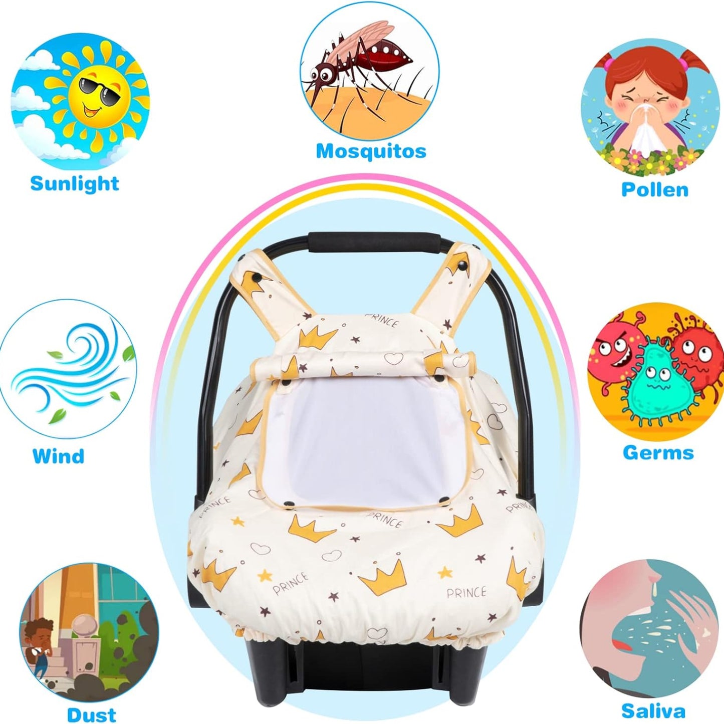 Universal Baby Car Seat Cover – All-Season Comfort & Breathability (Crown Design)