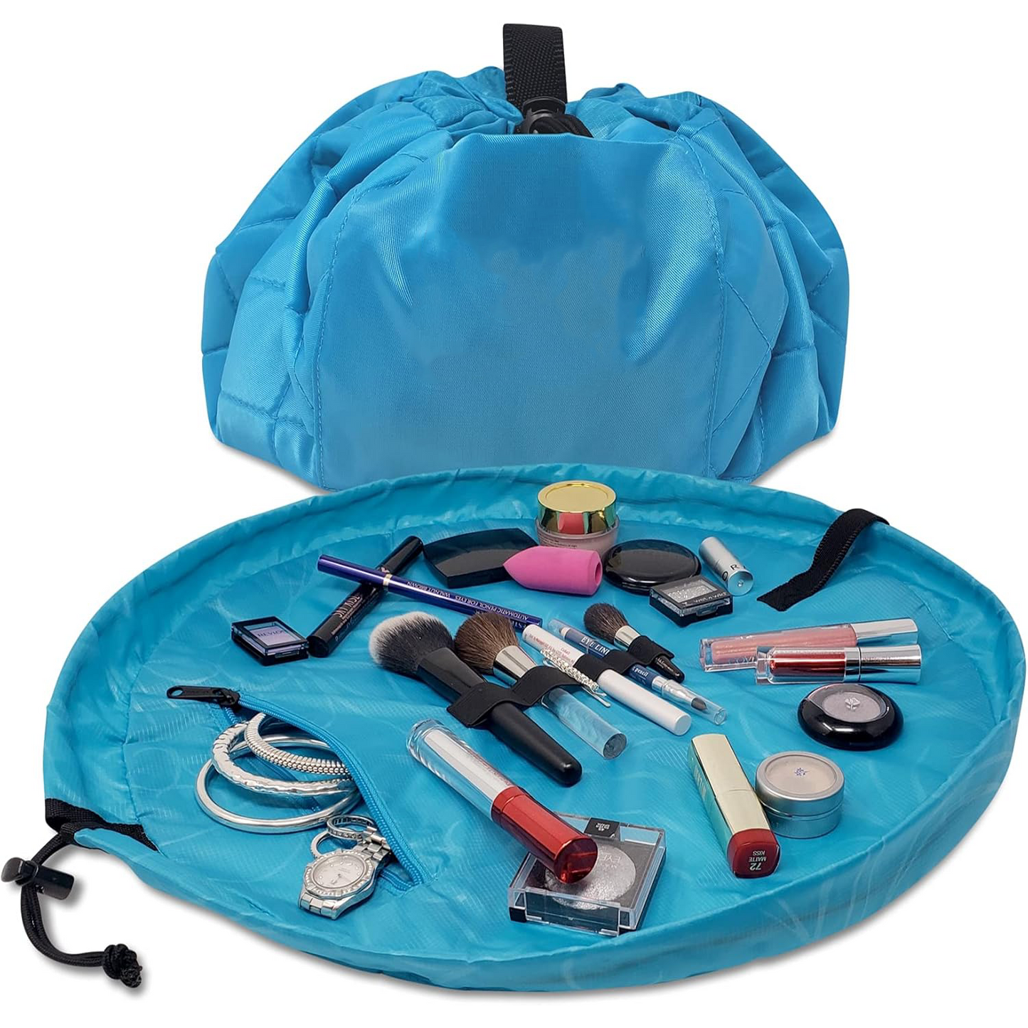 Drawstring Makeup Bag – Portable Travel Organizer with Pockets and Handles