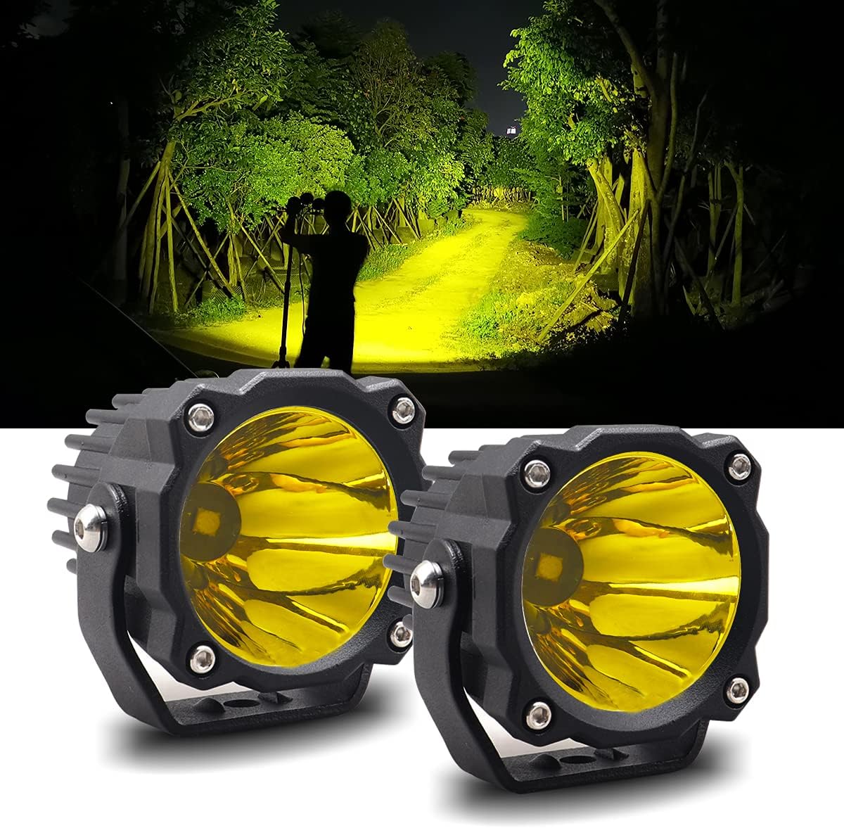 Universal Amber LED Light – 30W Waterproof Spot Beam | 3000K Amber Lens