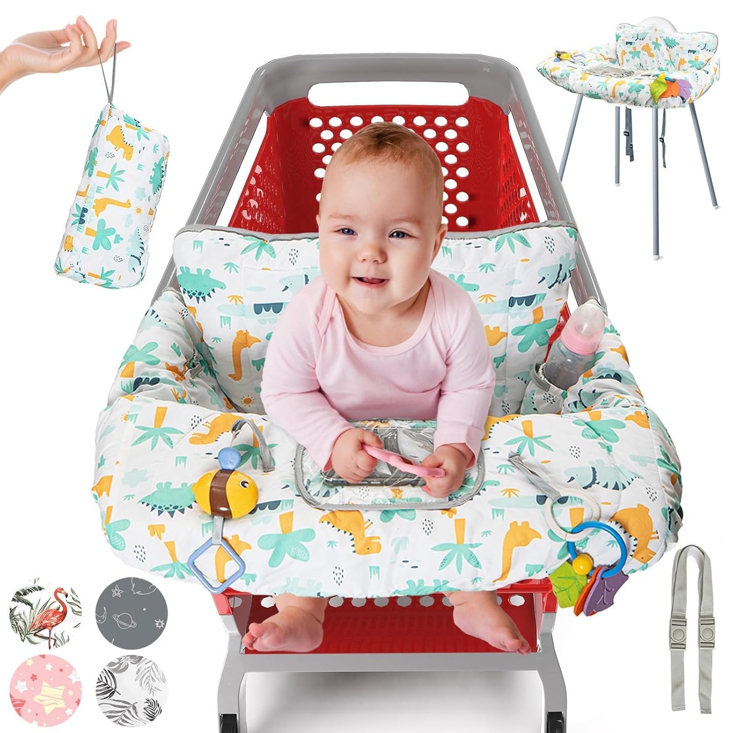 Baby Shopping Cart Cover & High Chair Cover – 100% Cotton, Multi-Functional Seat Protector | Comfortable, Hygienic, and Convenient