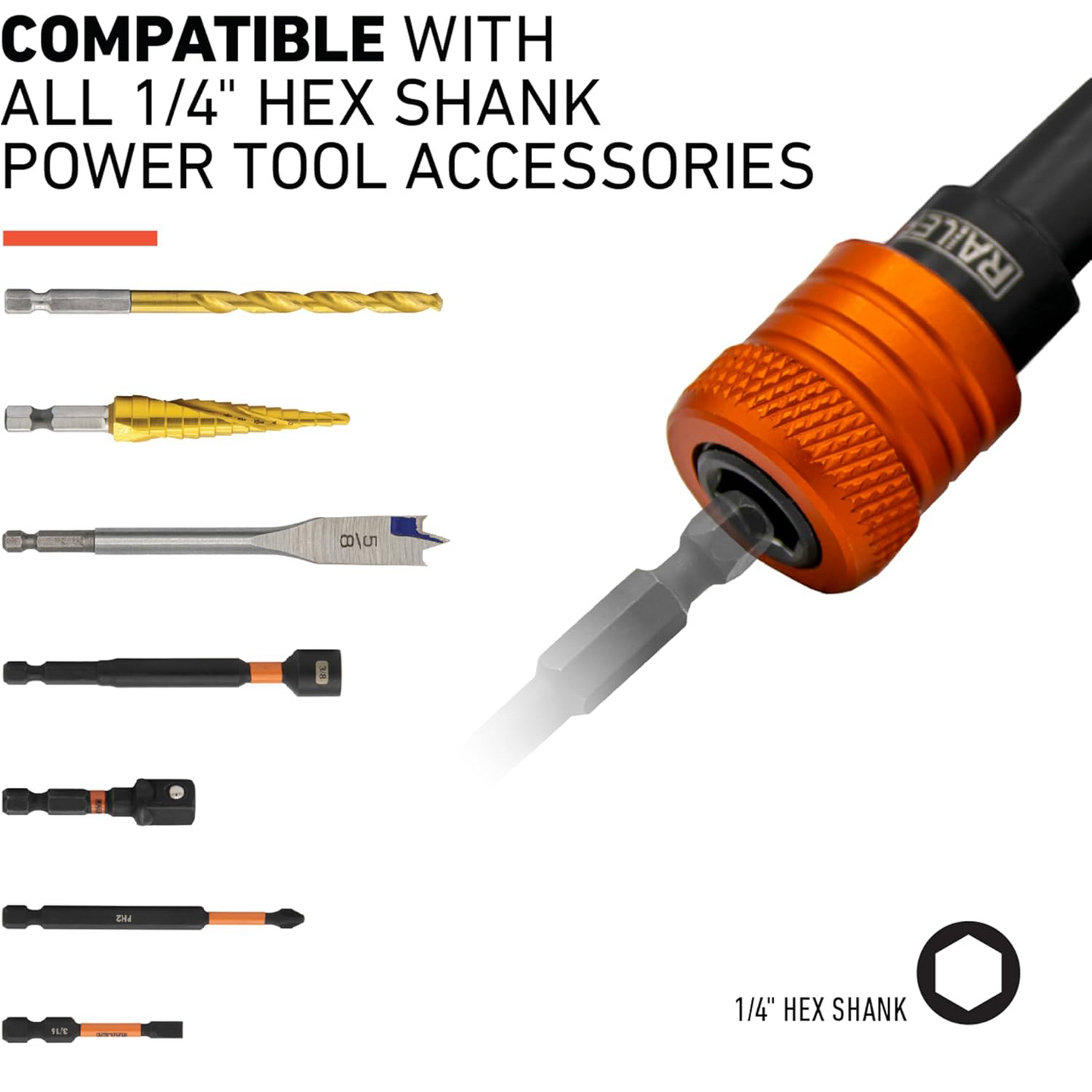 1/4" Hex Shank Quick Release Bit Holder with Keychain Carabiner