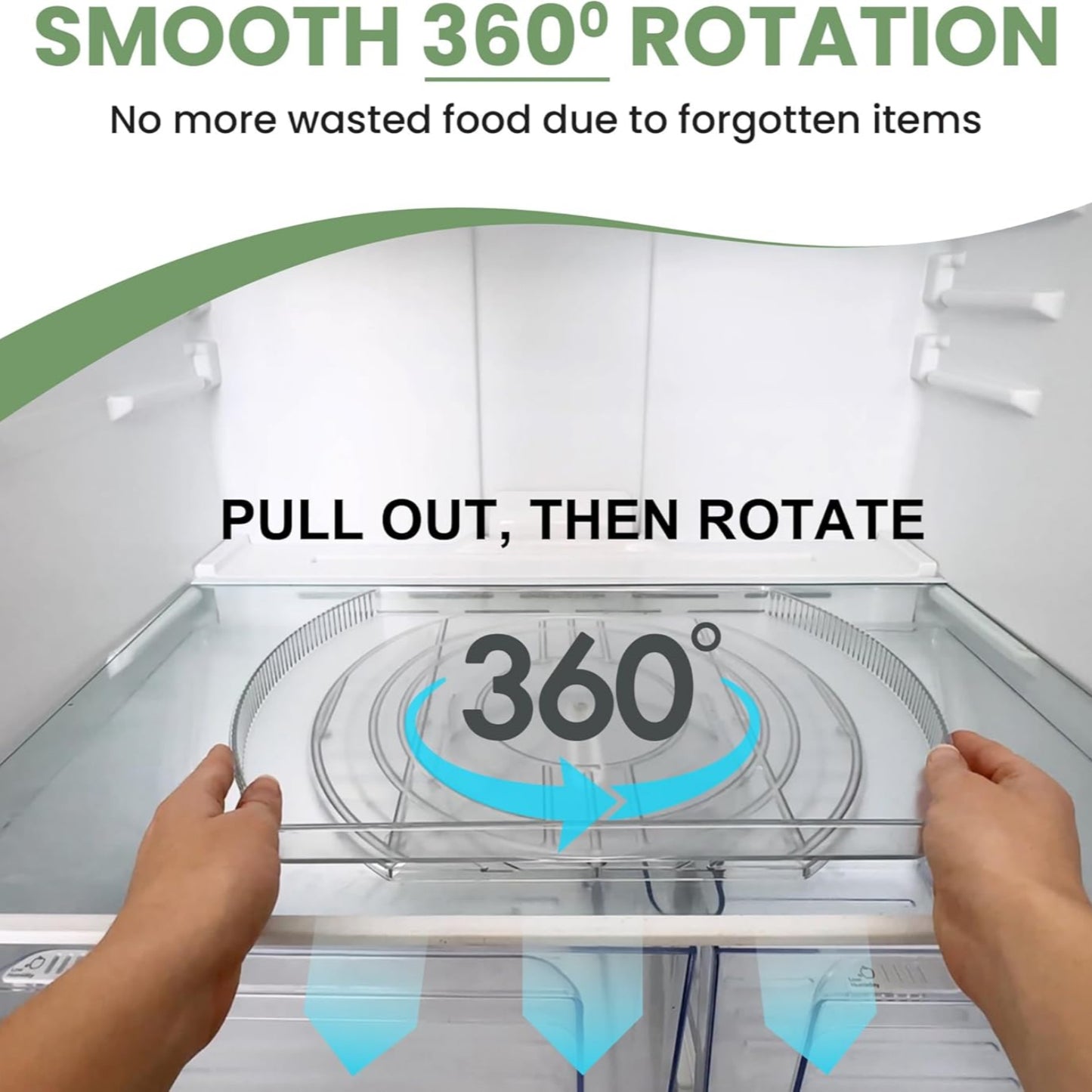 360° Rotating Lazy Susan – Rectangular Fridge Organizer for Easy Kitchen Storage