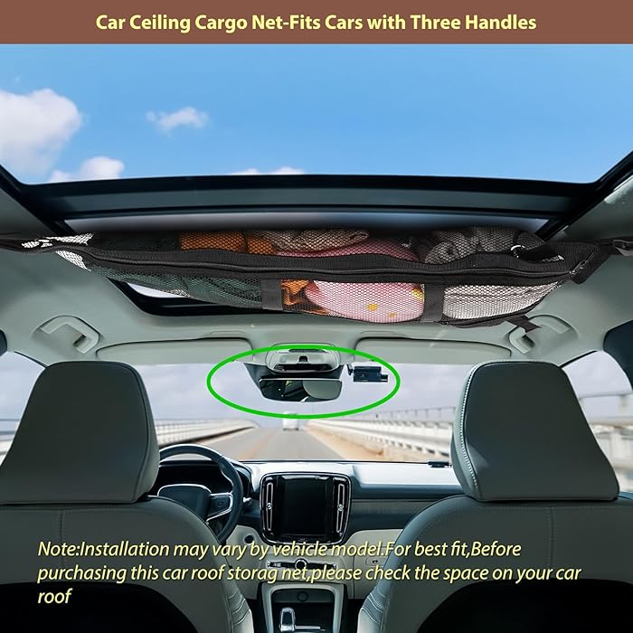 Car Ceiling Cargo Net Organizer – Double-Layer Mesh Overhead Storage for SUVs, Jeeps & Trucks