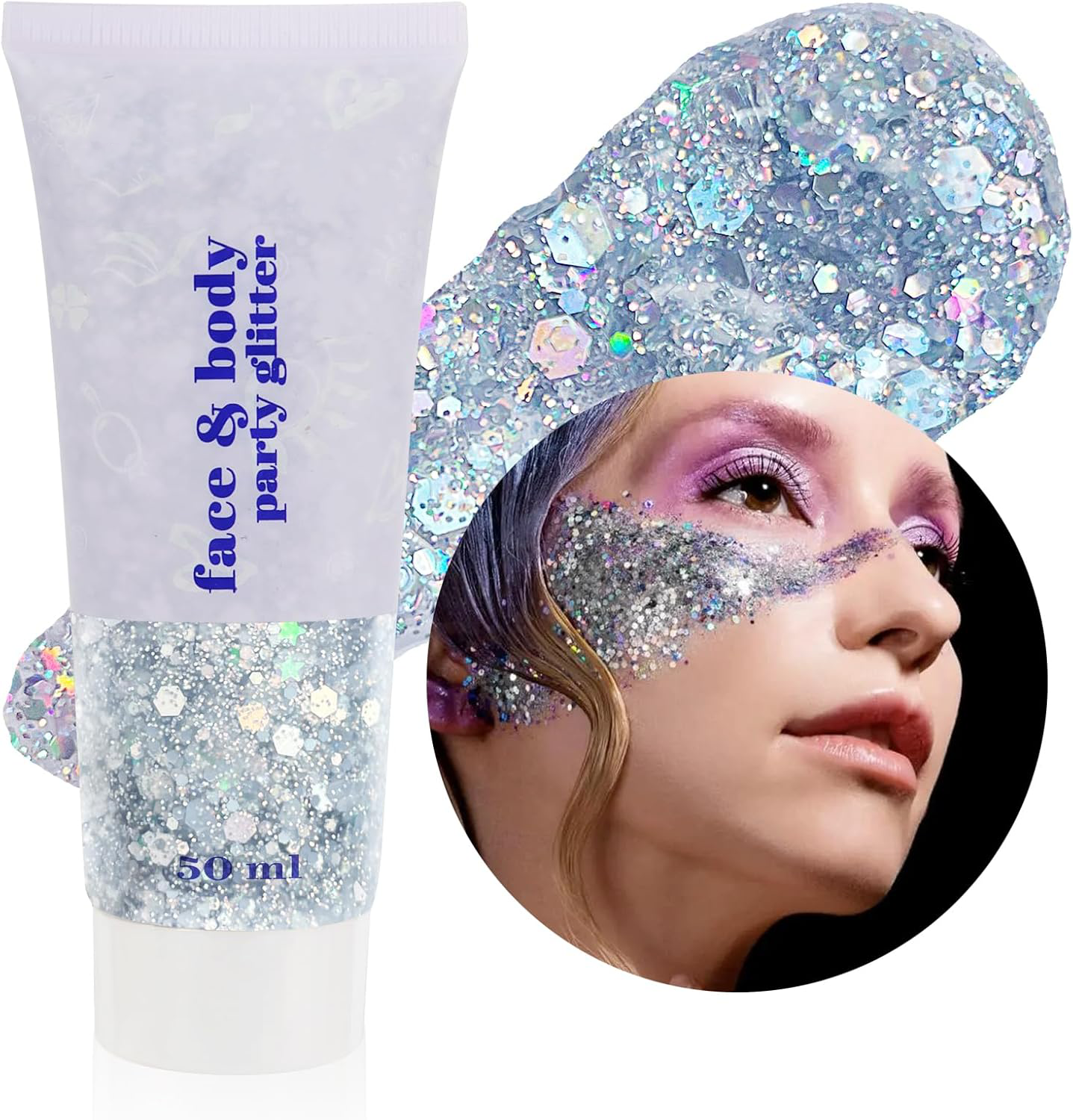 White Body Glitter Gel – Sparkling Festival & Party Accessory