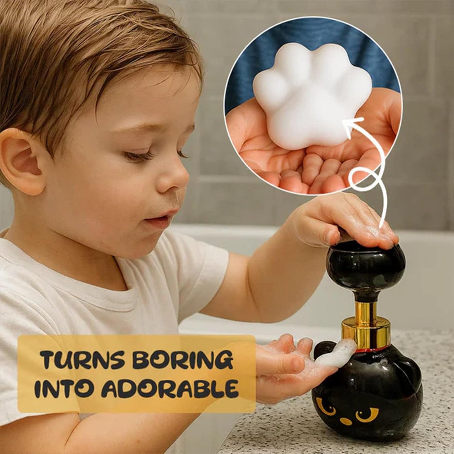 Cat Paw Print Soap Dispenser – Fun Foaming Paw Design, Refillable