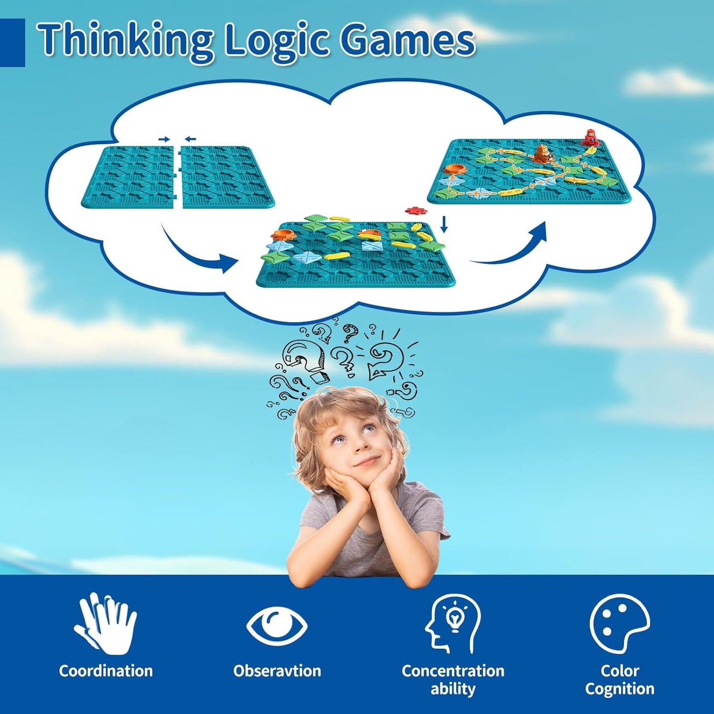 Children's Board Game STEM Learning Toy – Logic Puzzle Set with 200+ Challenges & 4 Difficulty Levels