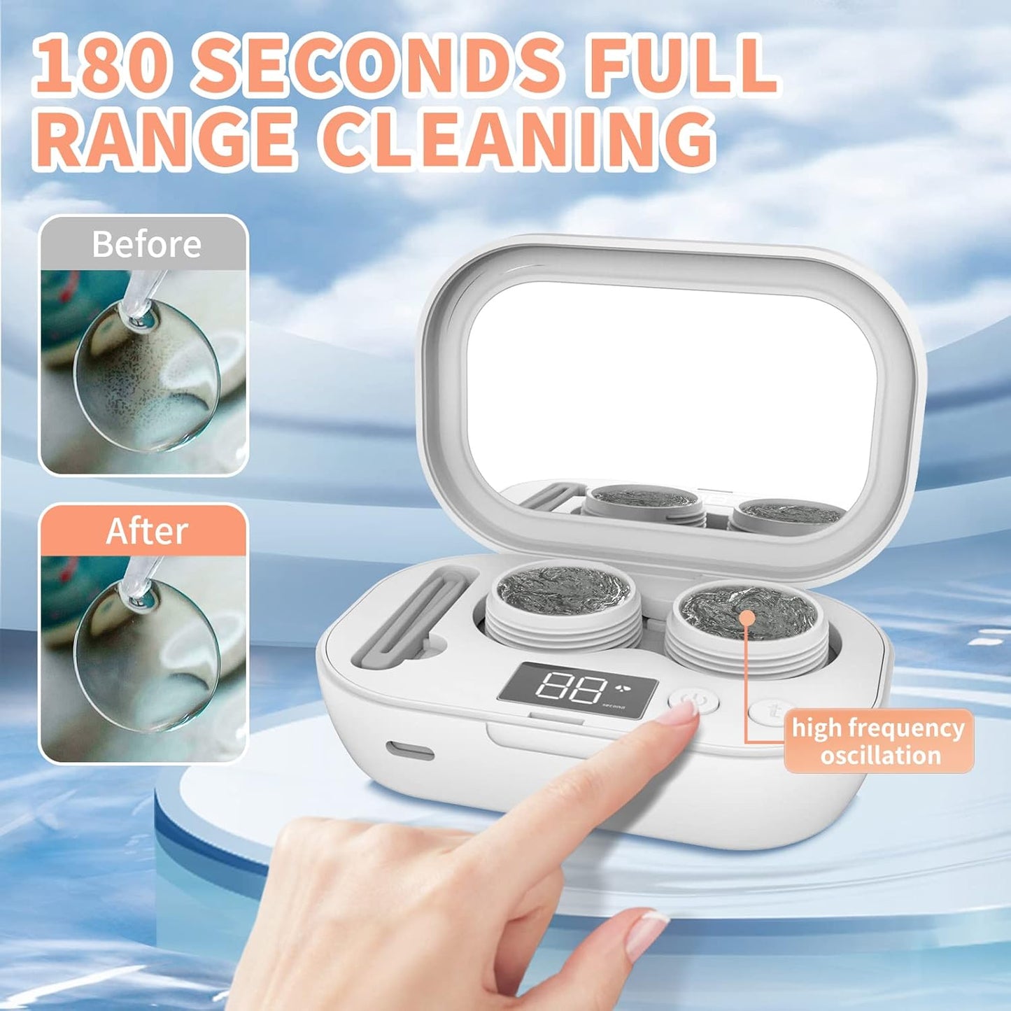 Portable Ultrasonic Contact Lens Cleaner with USB Charger – For Soft, Colored