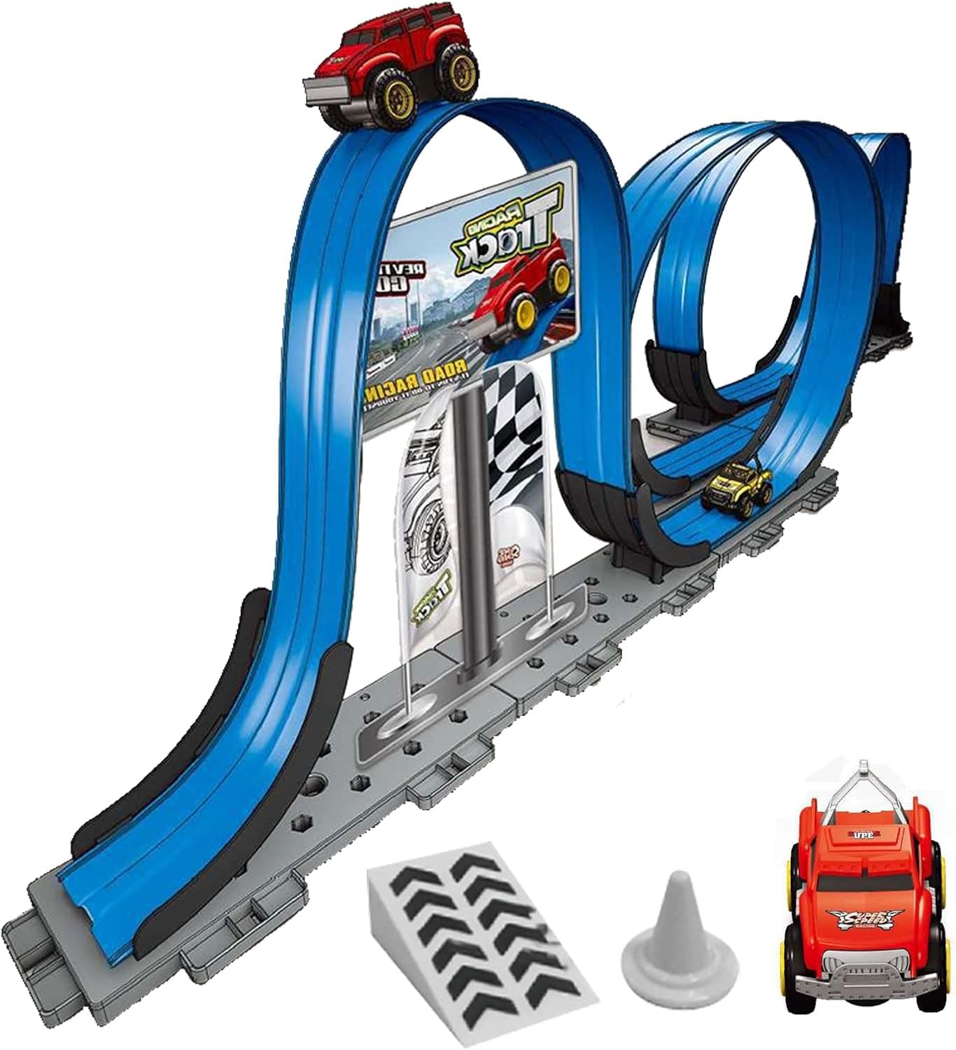 Track Car Kids Vehicle Playset – Flexible Railway Roller Coaster Track