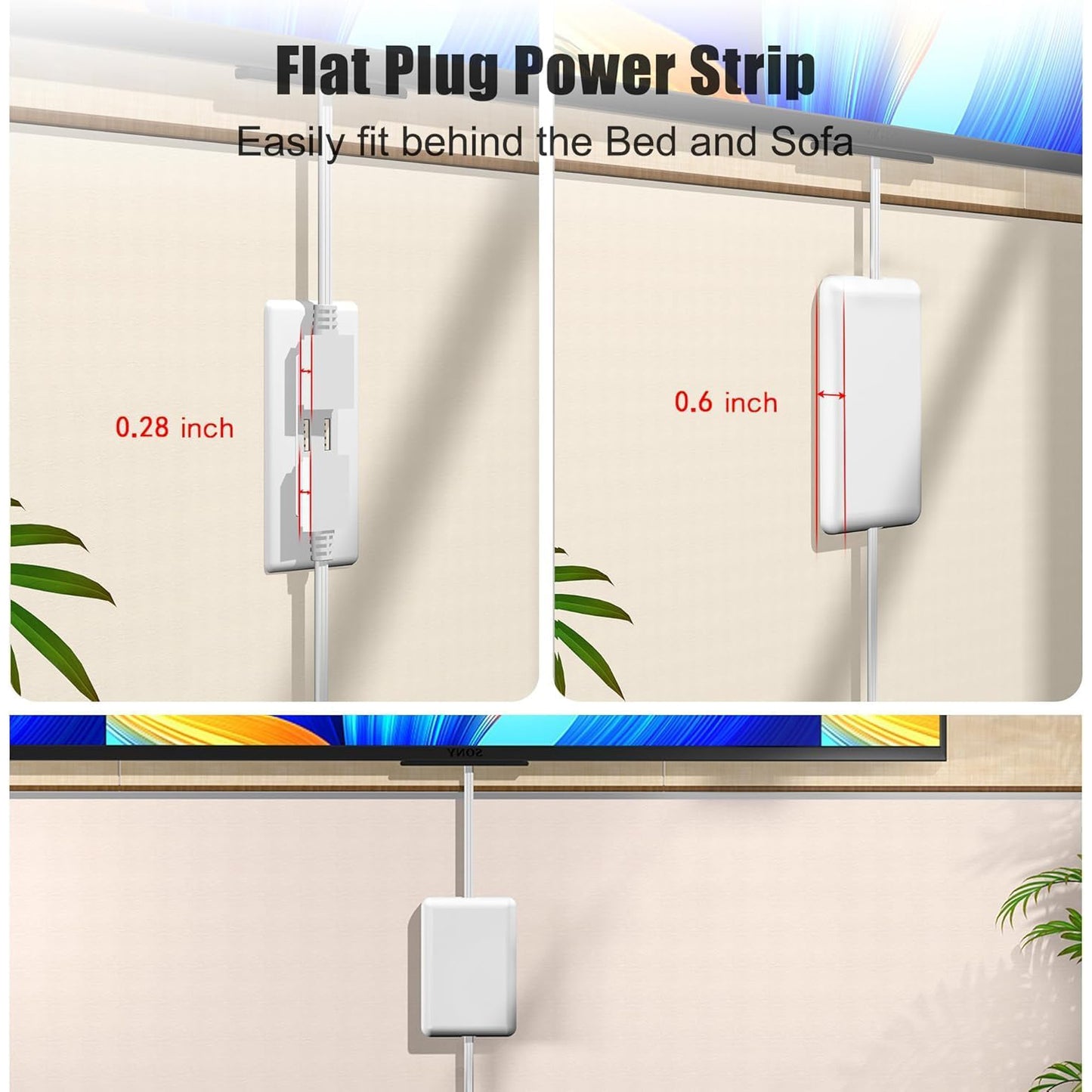 Dual 6FT Ultra-Thin Outlet Cover Extension Cord – Universal Socket Cover