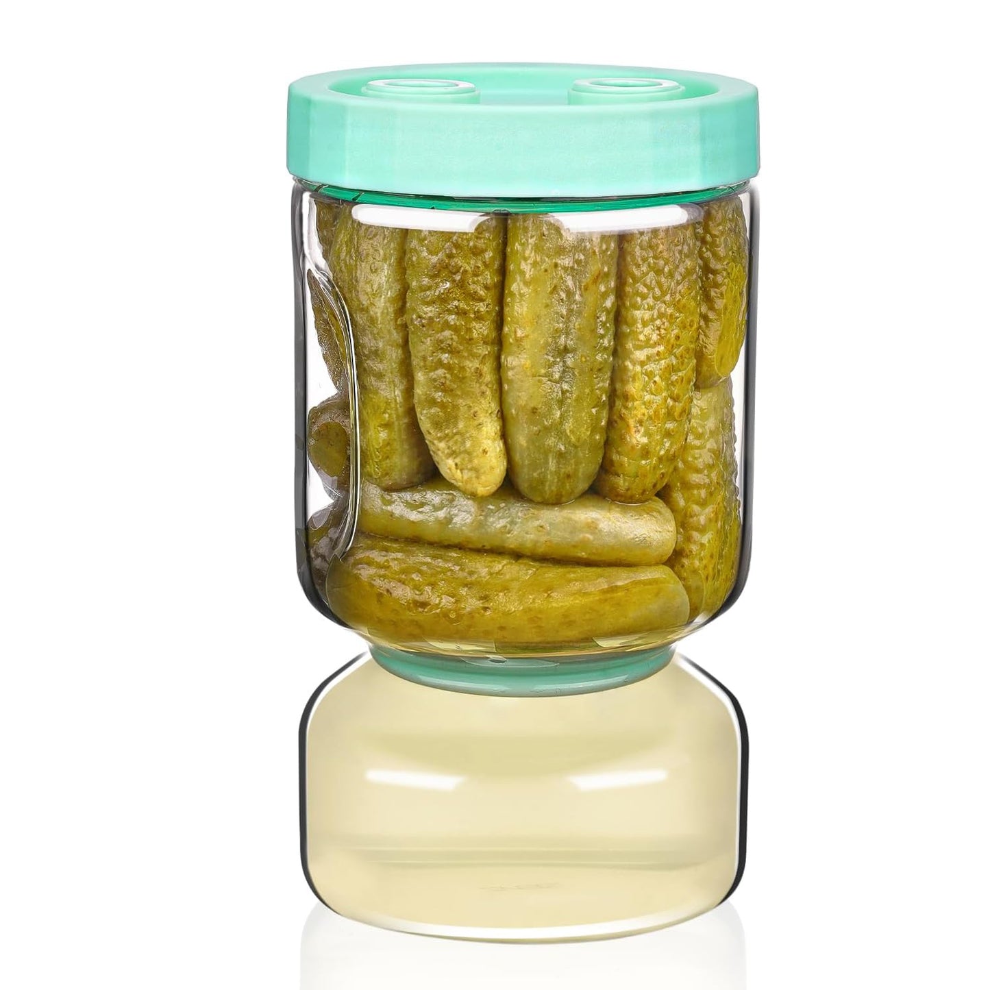 Glass Pickle Jar with Flip Filter Lid Storage with Brine Separator & Timer