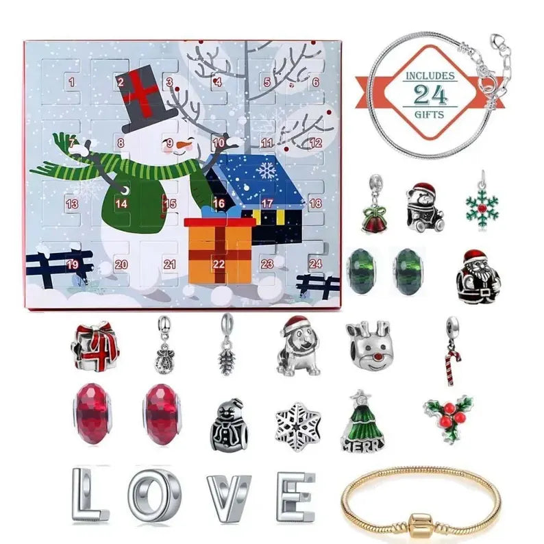 Christmas Charm Bracelet Advent Calendar – 24-Day DIY Surprise Jewelry Gift Box