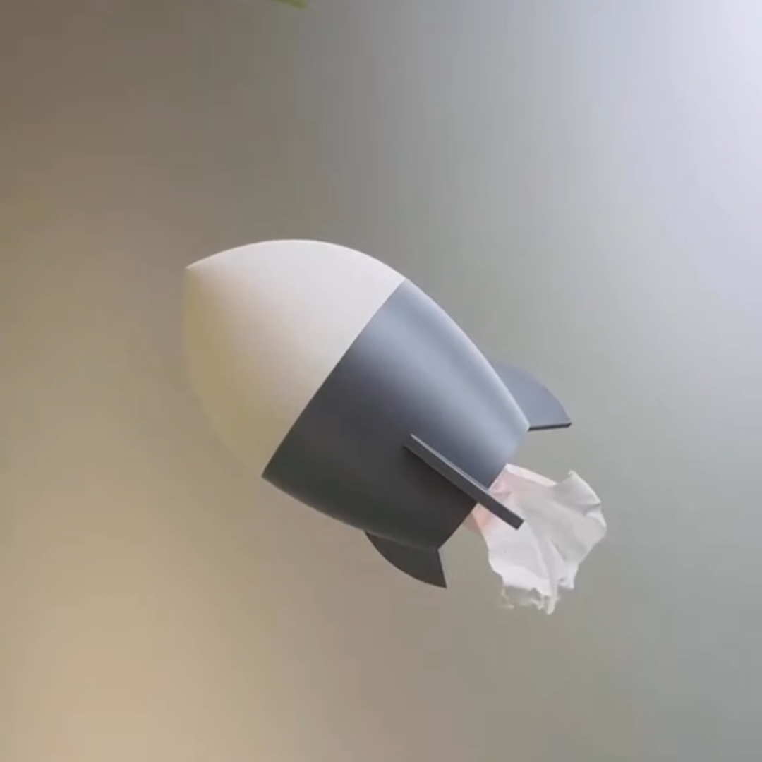 Rocket Wall Mounted Tissue Dispenser – Fun 3D Rocket Design for Home & Office