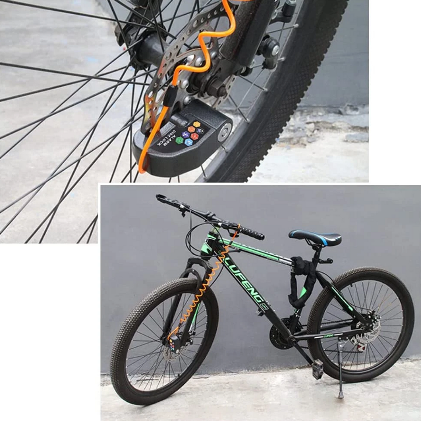 Alarm Disc Lock Set, 2 Pack Brake Lock, Anti-Theft Waterproof 110 Db 7Mm Pin 5Ft