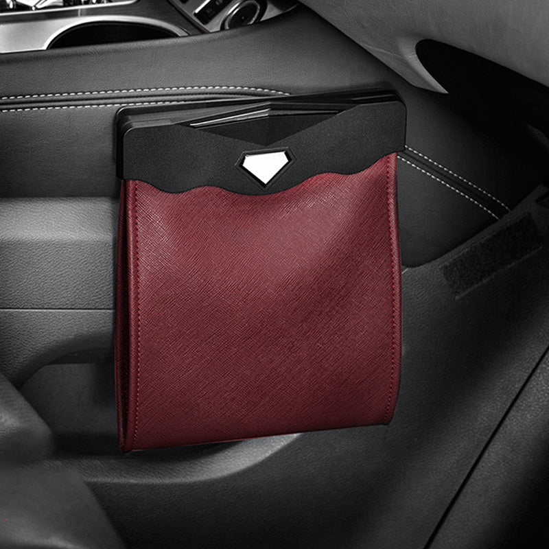 Waterproof Leather Car Trash Bin – Keep Your Vehicle Clean and Organized